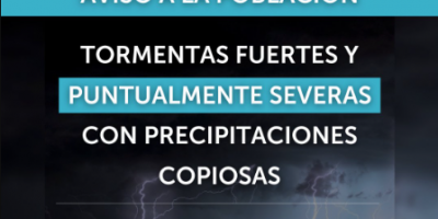 Tormentas fuertes y puntualmente severas con precipitaciones copiosas