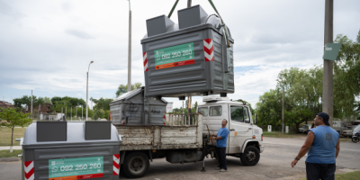 La Intendencia de Montevideo instal� en la v�a p�blica nuevos contenedores met�licos de residuos, con buzonera 