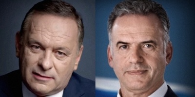 Los candidatos presidenciales �lvaro Delgado y Yamand� Orsi viene preparando el debate del domingo