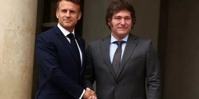 El presidente Javier Milei se reuni� con el mandatario franc�s Emmanuel Macr�n
