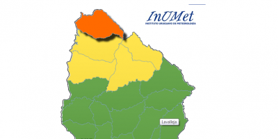 Advertencia naranja por lluvias copiosas y tormentas fuertes para el departamento de Artigas
