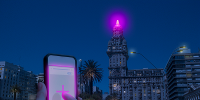 Comenzaron las obras para instalar una luz violeta en la c�pula del Palacio Salvo