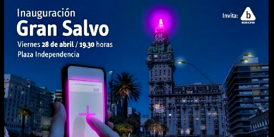 Inauguraron la iluminaci�n del �ltimo piso del Palacio Salvo