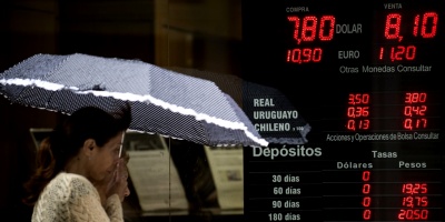 Cay� Bolsa argentina y se depreci� el peso por temblor pol�tico en Brasil