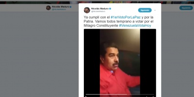 Maduro vot� y llam� a venezolanos a hacerlo por la paz