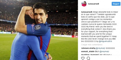 Su�rez despidi� a Neymar en las redes