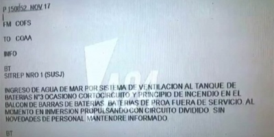 Revelaron �ltimo mensaje desde el submarino San Juan