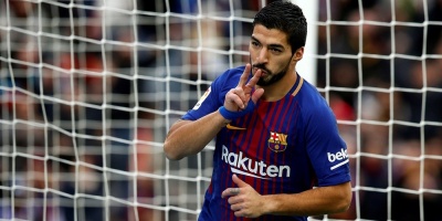 Luis Su�rez celebra los 400 goles de su carrera