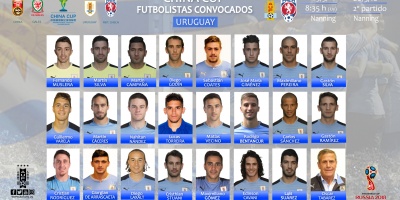 Uruguay confirma lista de futbolistas para China Cup