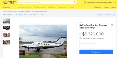 Publican subasta del avi�n de ALUR en Mercado Libre