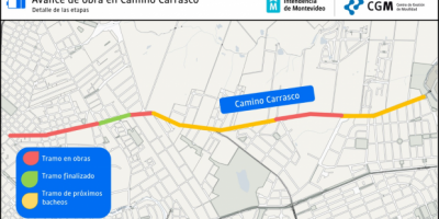 Montevideo: Obra y desvos en Camino Carrasco