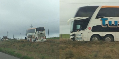Choque entre �mnibus y auto en Ruta 5 deja como saldo una persona politraumatizada