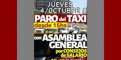 Sindicato del Taxi realiza paro este jueves desde las 15:00 horas