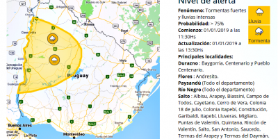 Tormentas y lluvias en el litoral oeste y centro