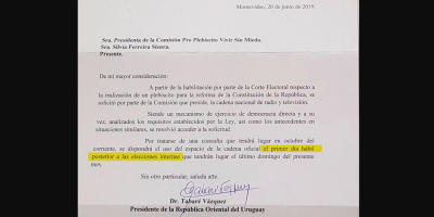 Larraaga dijo que Vzquez "debera leer lo que firma", en relacin a carta sobre cadena nacional