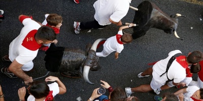 El quinto encierro de los sanfermines, m�s emocionante, acaba con un corneado