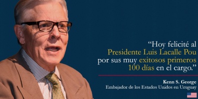 Embajador Kenn George felicit al Presidente Lacalle Pou por sus primeros 100 das de gobierno