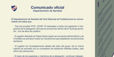 Caso de Covid 19 en Nacional