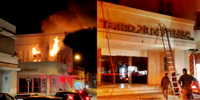Bomberos lograron controlar un incendio que afect� al hist�rico edificio del Teatro 28 de Febrero de Mercedes, Soriano