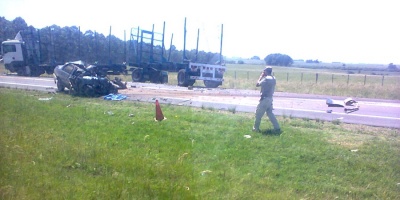 Accidente fatal por choque frontal en Ruta 8