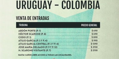 Comienza venta de entradas para Uruguay - Colombia