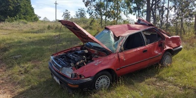 Un hombre sufri� politraumatismos, tras volcar con su autom�vil en el Km 31, Pan de Az�car, Maldonado 