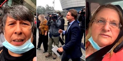 Trabajadores de AFUTU gritaron consignas ante el presidente Lacalle Pou