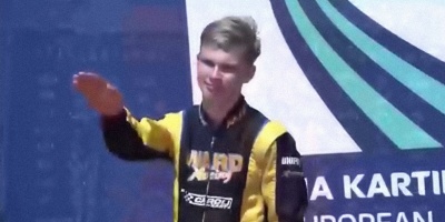 Un joven piloto ruso de 15 a�os, hace el saludo nazi en pleno podio: la FIA ya le investiga