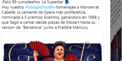 Google dedica su "doodle" a Montserrat Caball� en su 89 aniversario
