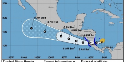 Se forma "Bonnie", la segunda tormenta tropical del a�o en el Atl�ntico