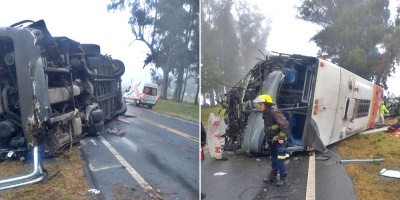 Nueve lesionados -4 de gravedad-  tras un choque frontal entre un mnibus y una camioneta 