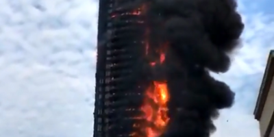 Incendio destruye una torre en China 