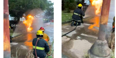 Fuga de gas y posterior incendio en v�a publica