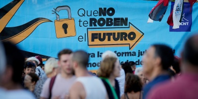 El Pit-Cnt instal� una carpa frente al Palacio Legislativo en rechazo al proyecto de reforma de la seguridad social