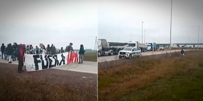 Grupos de ambientalistas impidieron el ingreso a la planta de UPM II en Pueblo Centenario