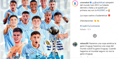 La Conmebol saluda a Uruguay por el ttulo Mundial sub 20