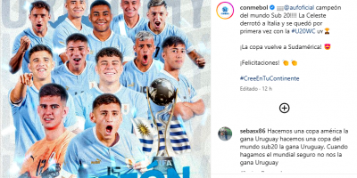 La Conmebol saluda a Uruguay por el t�tulo Mundial sub 20