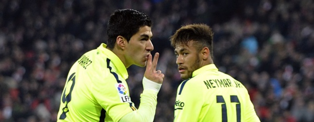Dos de Su�rez y triplete de Messi hace l�der al Barcelona a dos semanas del Cl�sico