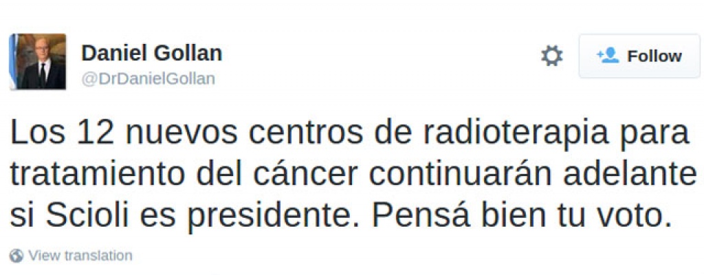 Polmica en Argentina por tweet de ministro de Salud del Gobierno contra Macri