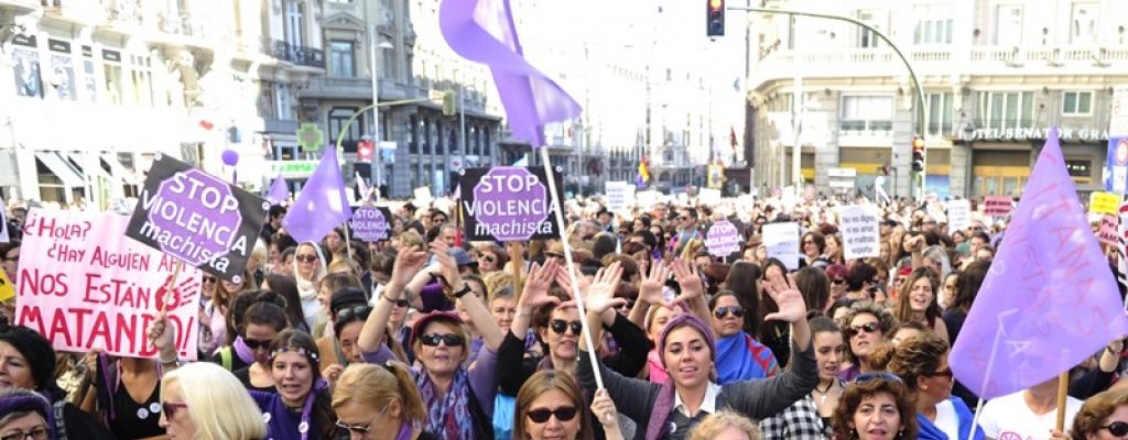 Marea feminista marcha en Madrid contra la violencia machista
