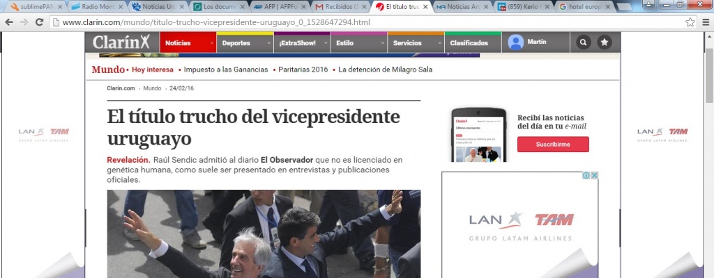 Repercusiones sobre Sendic en el mundo