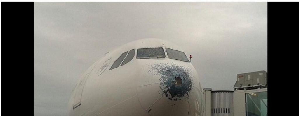 Tormenta de granizo destruye frente de avi�n de Air Europa